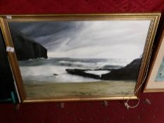 A Cornish school painting of Trernow Cove near Tintagel signed Elise and dated 1985,