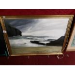 A Cornish school painting of Trernow Cove near Tintagel signed Elise and dated 1985,