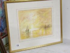 A framed and glazed seascape watercolour, image 35 x 25,