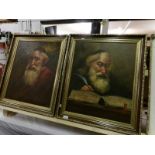 A pair of oil on canvas portraits of old gentlemen signed W D Anson, images 58 x 37cm,