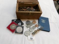 A box of mixed UK coins including crowns