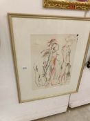 A signed and dated watercolour abstract life study by Michael Kinnaird