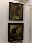 A pair of early 20th century oak framed prints of dogs