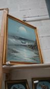 A gilt framed oil on canvas seascape