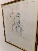 A signed and dated (1976) pen and wash abstract life study by Michael Kinnaird
