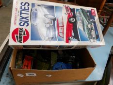 A quantity of Meccano and a boxed Airfix classic cars of the sixties model kit