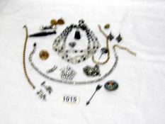 A quantity of costume jewellery including micro mosaic brooch,