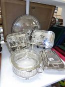 A quantity of silver plate trays,