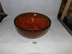 A heavy art glass bowl