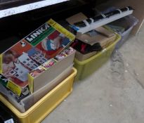 A large quantity of model railway items including engines, carriages, track, buildings etc,
