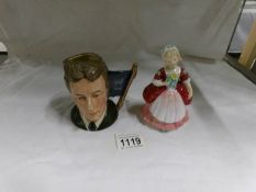 A Royal Doulton character jug 'Michael Doulton' and a Royal Doulton figurine 'Valerie'