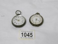 2 Victorian silver fob watches