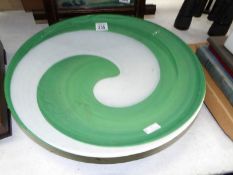 A large Murano art glass green and white bowl