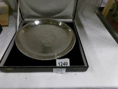 A cased silver tray,