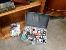 A quantity of needlework items, threads,