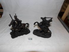2 soldiers on horseback figures