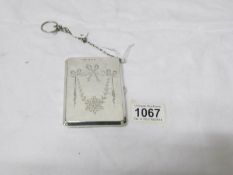 An engraved silver card case Birmingham 1919/20,