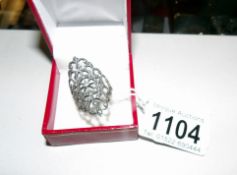 A vintage silver filigree ring