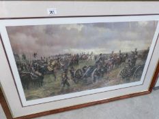 A large framed and glazed Napoleonic battle scene