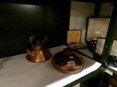 A copper range kettle and a copper footwarmer