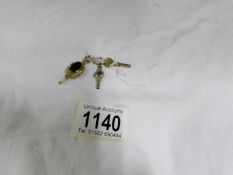 3 19th century yellow metal (no hall marks found) pocket watch keys,