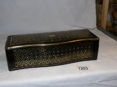 A Victorian gilded and mother of pearl inlaid glove box