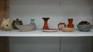 A mixed lot of small studio pottery items