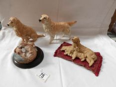 A Beswick Golden retriever and 3 other retriever figures