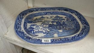 A 19th century willow pattern meat platter