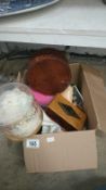 A box of miscellaneous including leather collar box etc