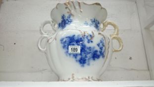 A 19th century New Wharf pottery flo blue pail,