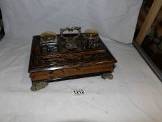 A Victorian marquetry inlaid desk stand