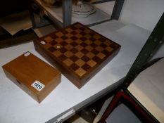 A chess board and chess pieces