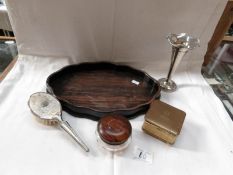 A wooden tray, trinket box,
