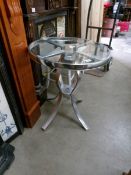 A chrome and glass 'Bistro' table