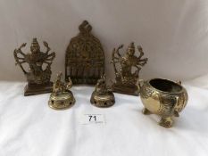 6 items of Oriental brass ware