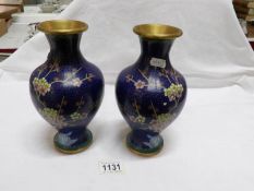 A pair of Cloissonne vases (22cm)