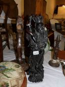 2 carved wood Chinese figures,