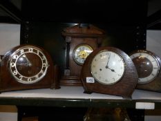4 wooden mantel clocks