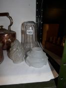 A glass 'flame' lampshade and 2 others