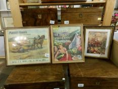 3 framed and glazed advertisements
