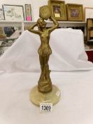 An Art Deco spelter figurine on marble base