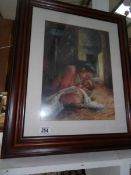 A framed and glazed print of mother and baby