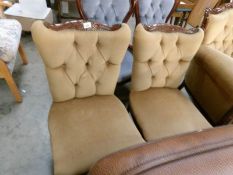 A pair of mahogany framed salon chairs