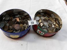 2 tins of mixed coins