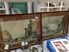 A pair of framed and glazed continental street scenes