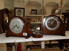 2 mantel clocks and a barometer