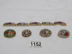 A micro mosaic bracelet and 4 micro mosaic brooches