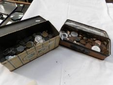 2 tins of mixed UK and foreign coins