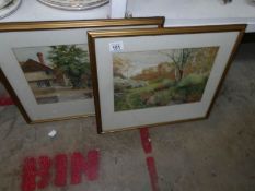 A pair of watercolours signed F R Hodson 1944
